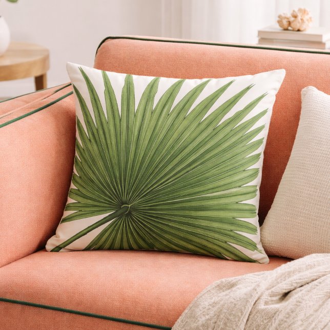 Coussin Feuille de palmier minimal verte botanique tropica (Créateur téléchargé)