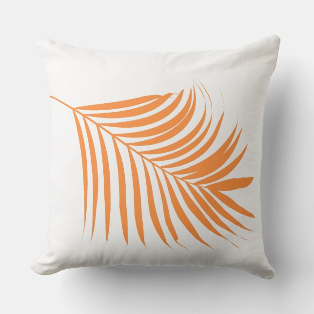 Coussin Feuille de palmier orange arbre plage côtière art  (Recto)