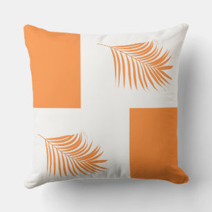 Coussin Feuille de palmier orange Art tropical de la plage