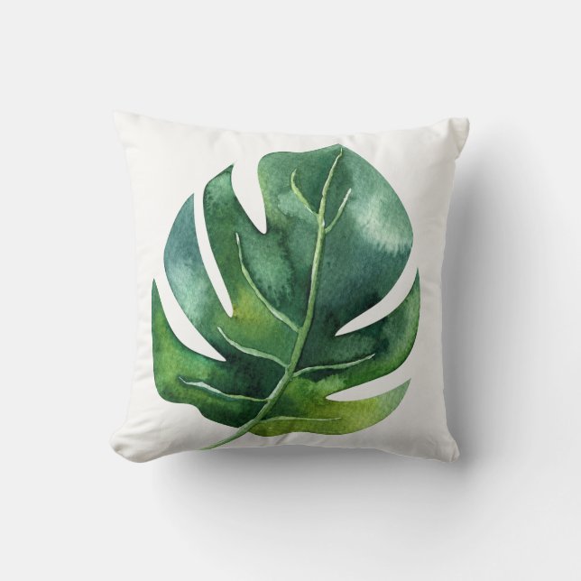 Coussin Feuille de palmier tropicale verte botanique chic  (Recto)