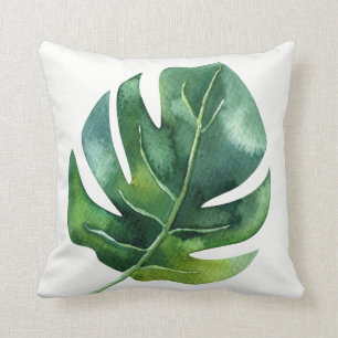 Coussin Feuille de palmier tropicale verte botanique chic