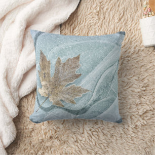 Coussin Feuille d'érable gelée sur glace