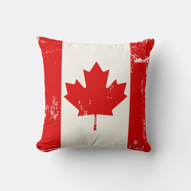 Coussin Feuille d'érable grunge affligée de drapeau du (Recto)