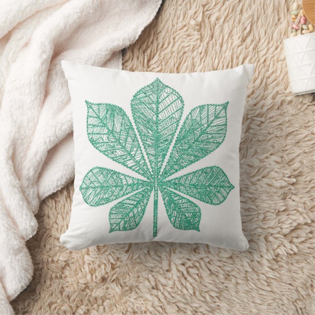 Coussin Feuille d'érable verte de squelette moderne (Couverture)