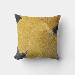 Coussin Feuille d'or, conception noire abstraite