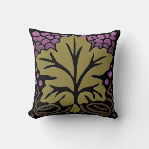 Coussin Feuille et raisins de raisin d'artisan
