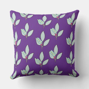 Coussin Feuille Florale Décorative Violette