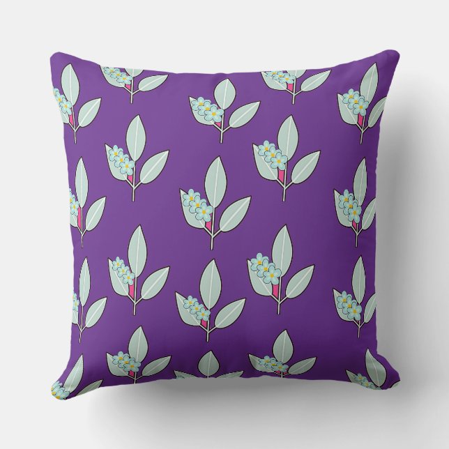 Coussin Feuille Florale Décorative Violette (Verso)