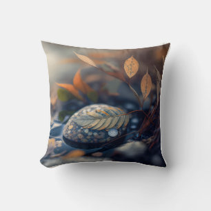 Coussin Feuille Galets Calme Nature Tranquille Rivière pai