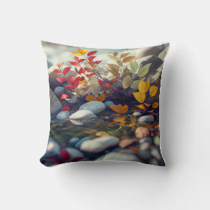 Coussin Feuille Galets Calme Nature Tranquille Rivière pai