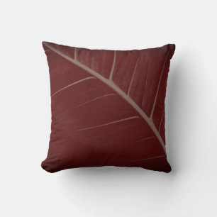 Coussin Feuille Macro minimaliste bordeaux et gris