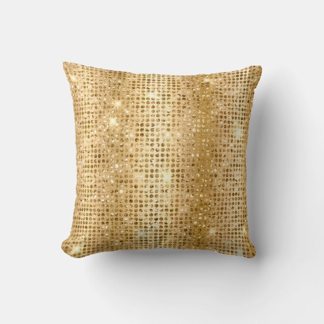 Coussin Feuille métallique dorée et points de glamour à fa (Recto)