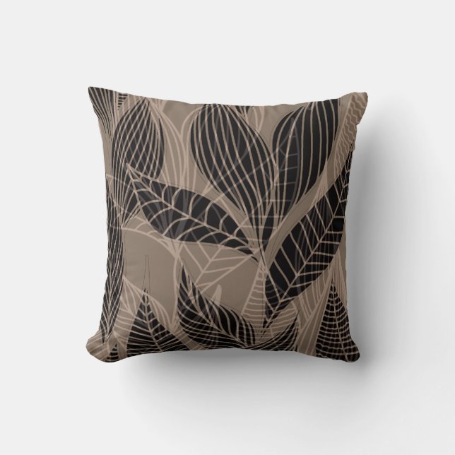 Coussin Feuille moderne par taupe de Cheryl Daniels | (Recto)