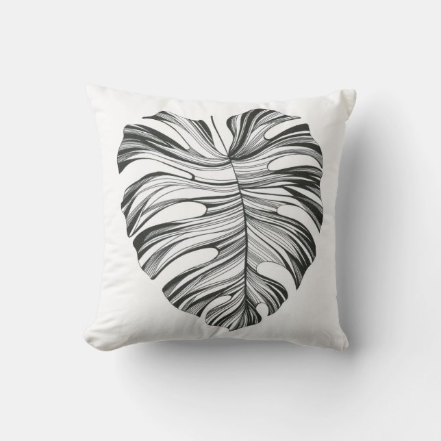 Coussin Feuille Monstera : Élément Naturel Tropical. (Recto)