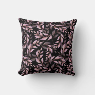 Coussin Feuille rose pastel et Motif noir