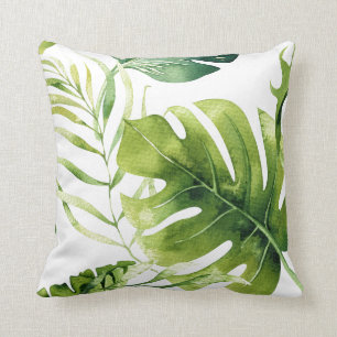 Coussin Feuille tropical d'aquarelle vintage