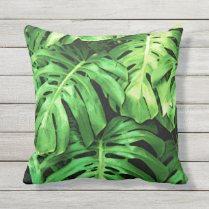 Coussin Feuille tropical, philodendron de Splitleaf, vert