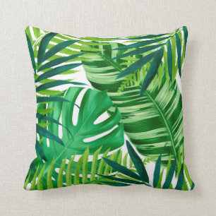 Coussin Feuille tropical vert