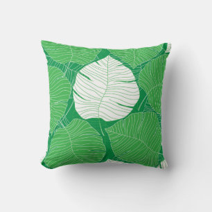 Coussin feuille tropicale Abstraite, peinture artistique.