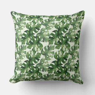 Coussin Feuille tropicale de la monstère verte