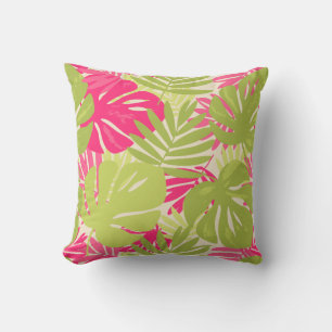 Coussin Feuille tropicale de monstera vibrante et audacieu