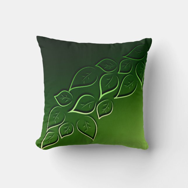 Coussin feuille vert élégant moderne (Recto)