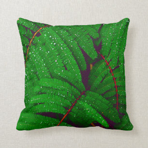 Coussin Feuille vert tropical d'usine de fougère de jungl