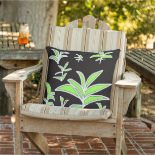 Coussin Feuille verte sur noir