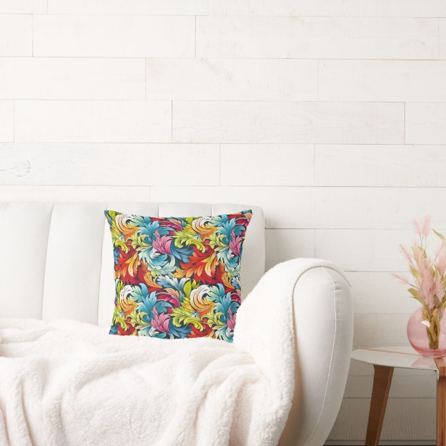 Coussin Feuilles Abstraits colorés (Canapé)