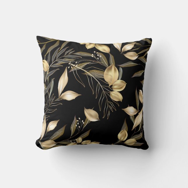 Coussin Feuilles Abstraits de ginkgo. Parties scintillant  (Recto)