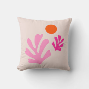 Coussin Feuilles Abstraits rose orange moderne formes déco