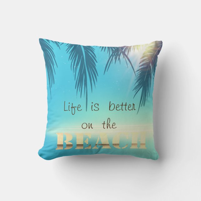 Coussin Feuilles Adorables de Palmier de Plage (Recto)
