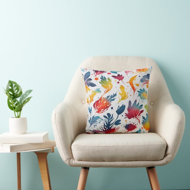 Coussin Feuilles aquarelle (Chaise)