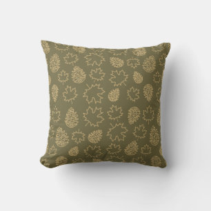 Coussin Feuilles Automnales aux Tons Bruns - Motif Naturel