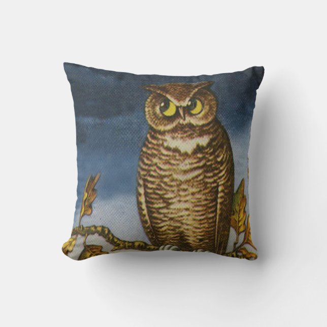 Coussin Feuilles automnales de hibou (Recto)