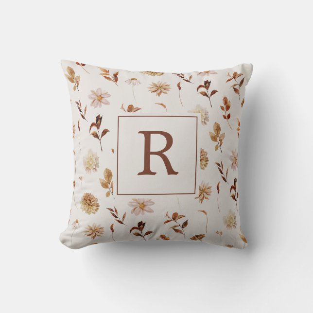 Coussin Feuilles automnales monogrammes (Recto)