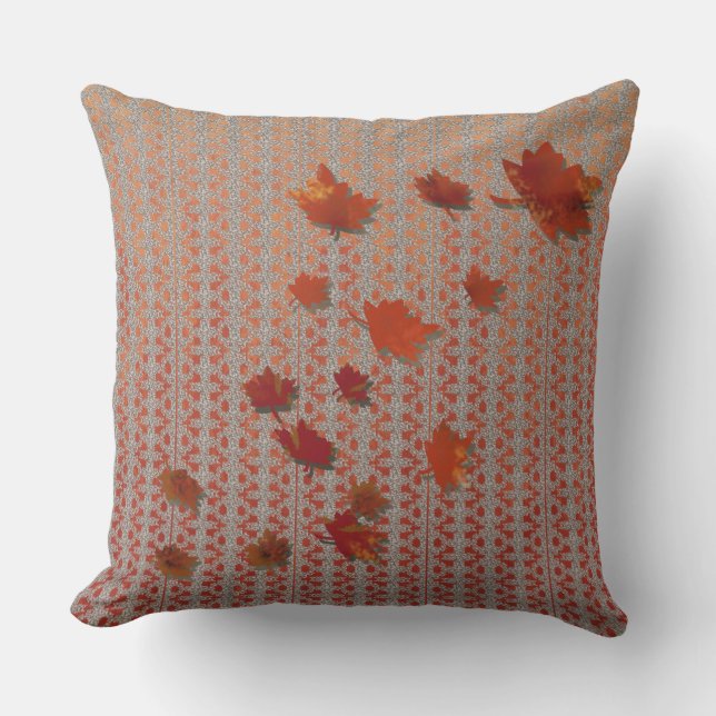 Coussin Feuilles automne rouge et orange Ombre Motif (Recto)