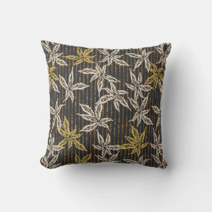 Coussin Feuilles botaniques Complexe maximaliste noir 