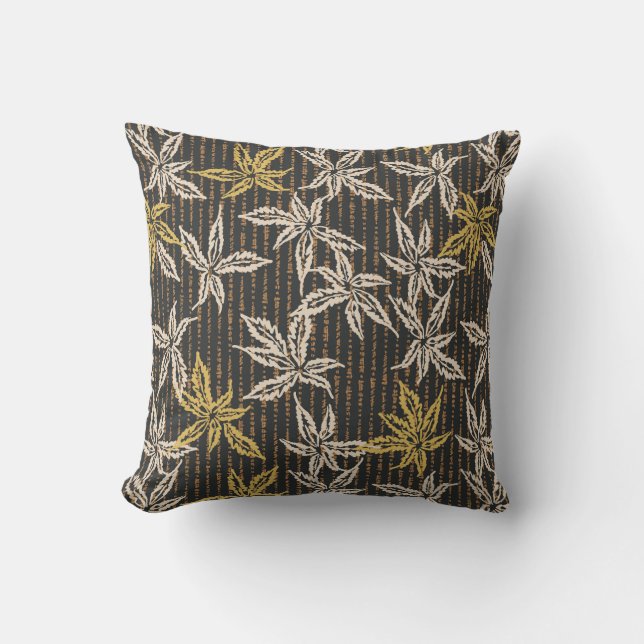 Coussin Feuilles botaniques Complexe maximaliste noir  (Recto)