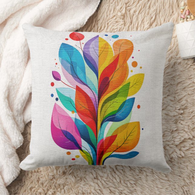 Coussin Feuilles botaniques modernes colorées arbre abstra (Couverture)