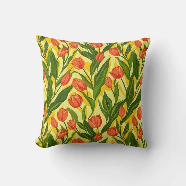 Coussin Feuilles botaniques motif floral moderne de printe (Recto)