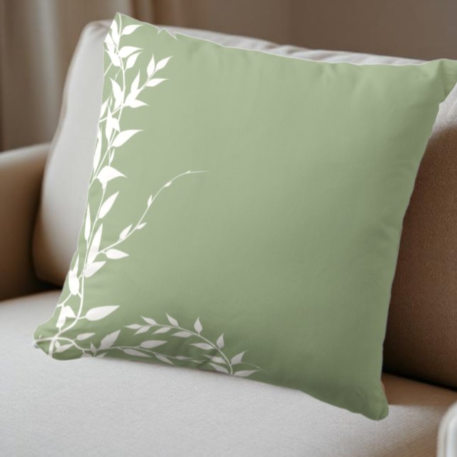 Coussin Feuilles botaniques vert sauge (Créateur téléchargé)