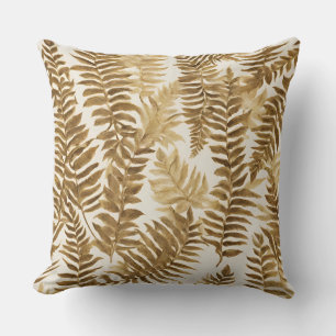 Coussin Feuilles Brown Gold White Ferme Imprimer