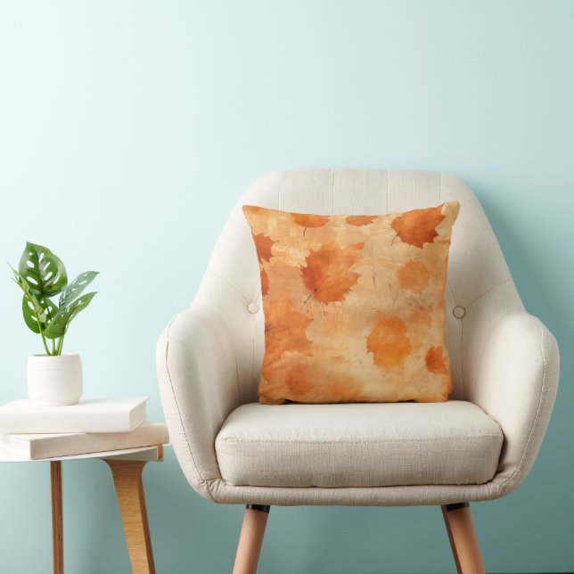 Coussin Feuilles Brown orange vifs (Chaise)