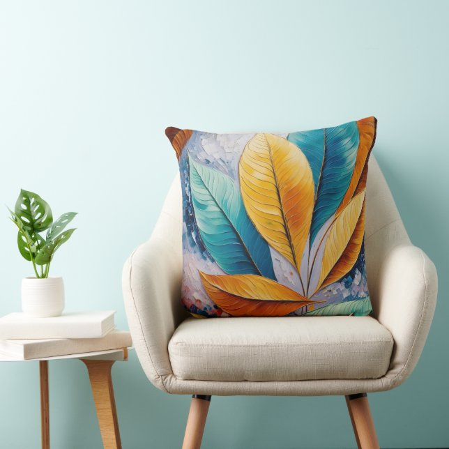Coussin Feuilles célestes | Art Abstrait éclairé (Chaise)