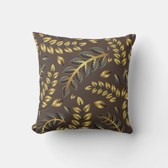 Coussin Feuilles classiques en bronze et or sur Arrière -  (Recto)