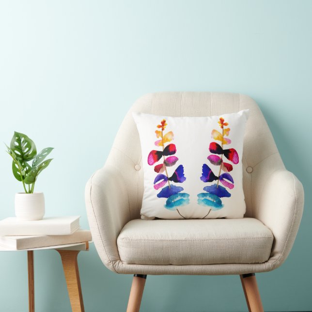 Coussin Feuilles colorées mignonnes aquarelle (Chaise)