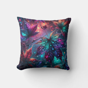 Coussin "Feuilles colorés avec Raindrops"