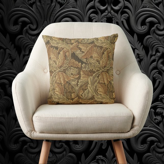 Coussin Feuilles d'Acanthus par William Morris, textile an (Acanthus Leaves by William Morris, Antique Textile Throw Pillow)