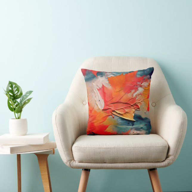 Coussin Feuilles Dans Le Vent – Mouvement Automnal Abstrai (Chaise)